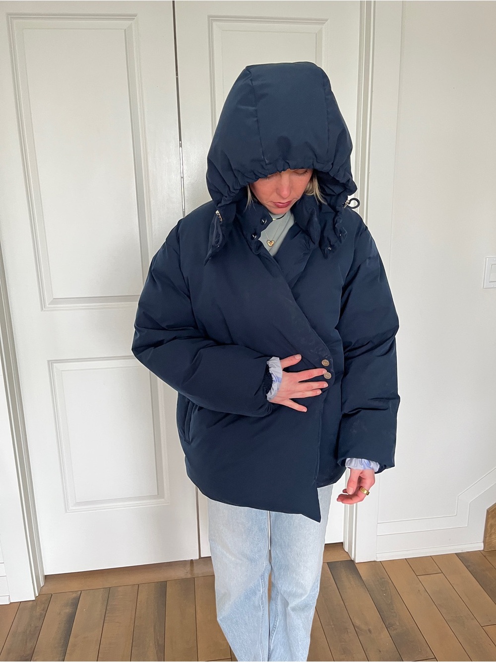 Ganni Navy Blue Puffer Jacket